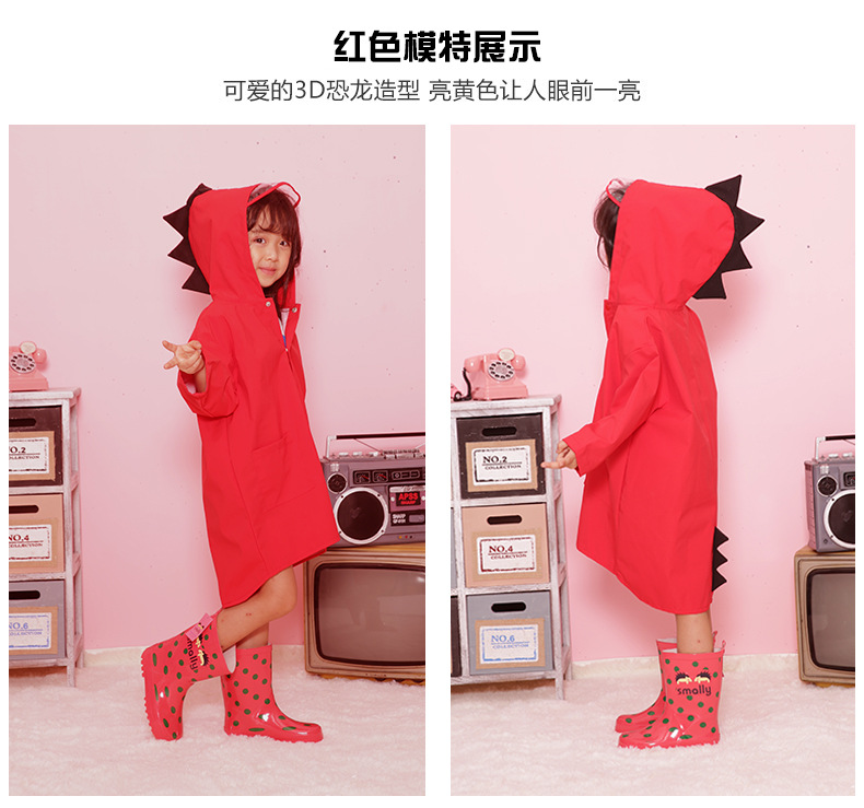 Little Dinosaur Children Raincoat Girls and Boys Kindergarten Baby 0-1-3 Grade Children Children 2-9 Years Old Poncho Thick