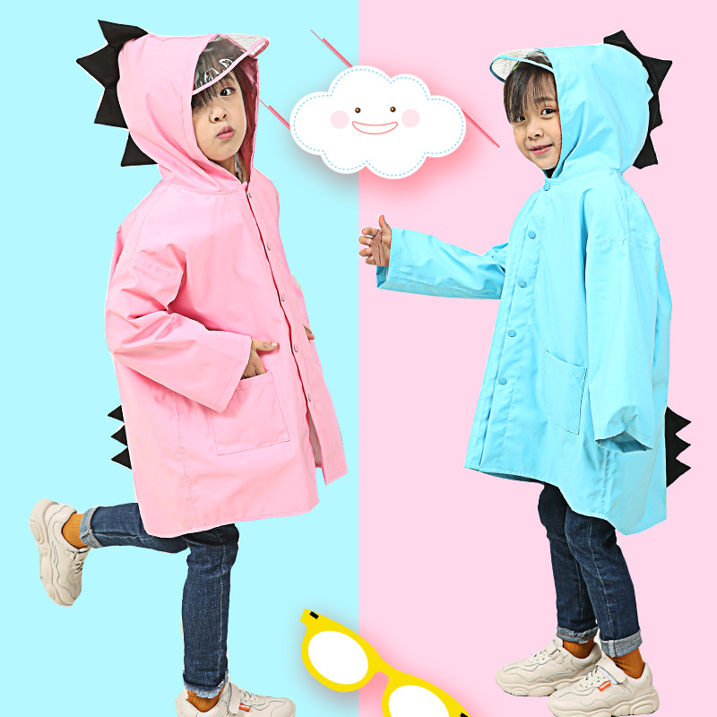 Little Dinosaur Children Raincoat Girls and Boys Kindergarten Baby 0-1-3 Grade Children Children 2-9 Years Old Poncho Thick
