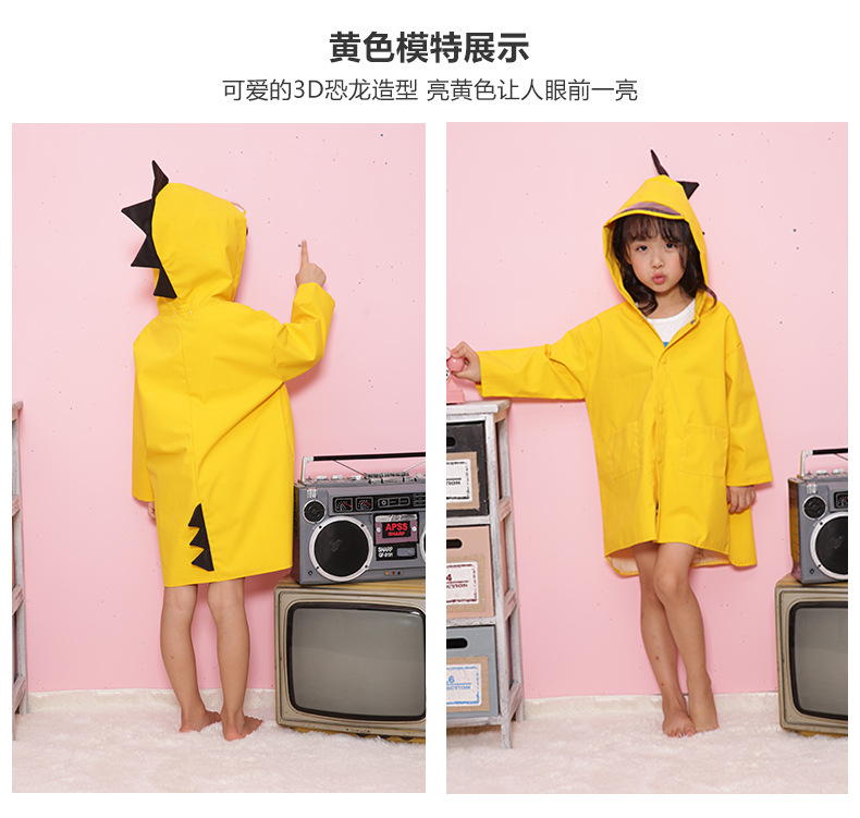 Little Dinosaur Children Raincoat Girls and Boys Kindergarten Baby 0-1-3 Grade Children Children 2-9 Years Old Poncho Thick