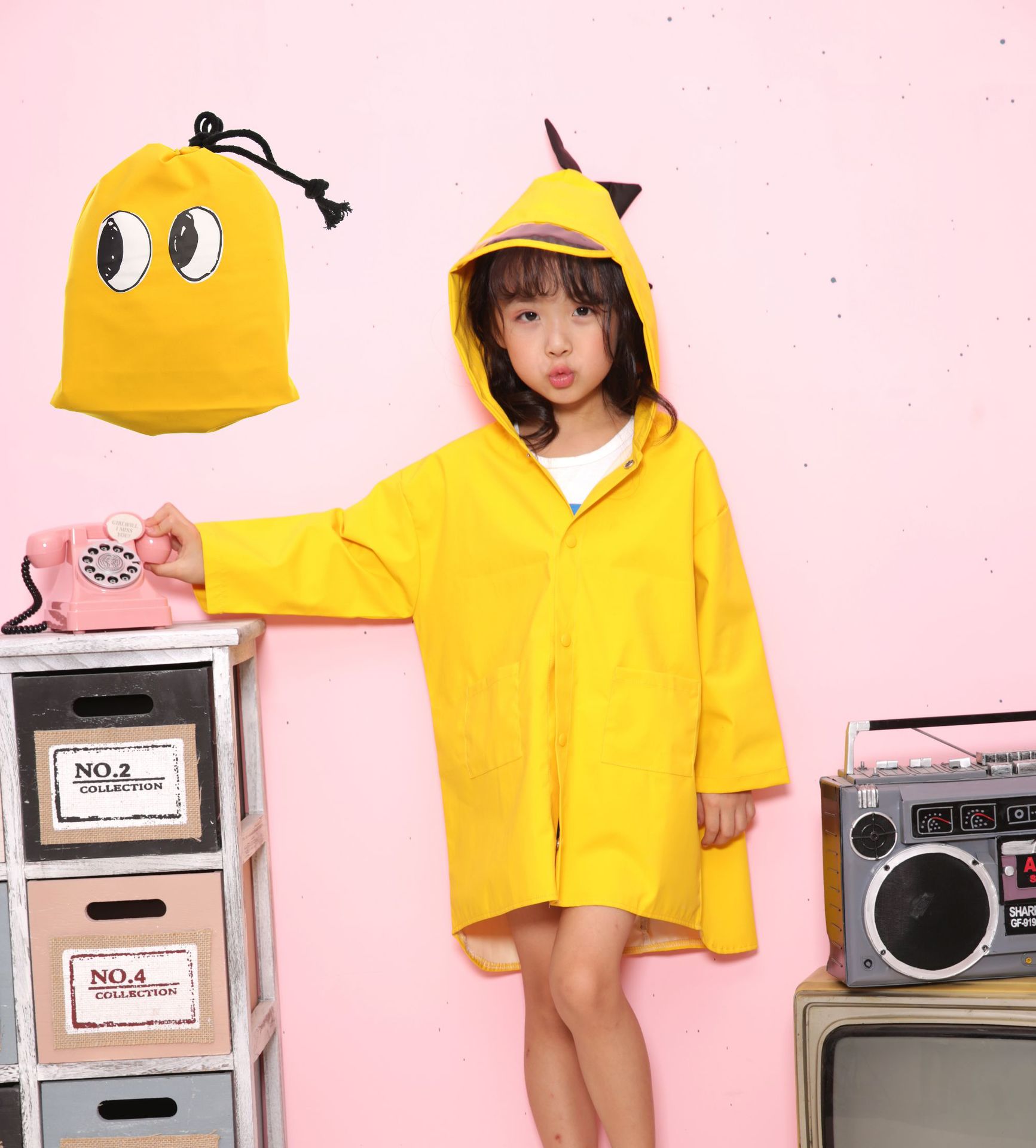 Little Dinosaur Children Raincoat Girls and Boys Kindergarten Baby 0-1-3 Grade Children Children 2-9 Years Old Poncho Thick