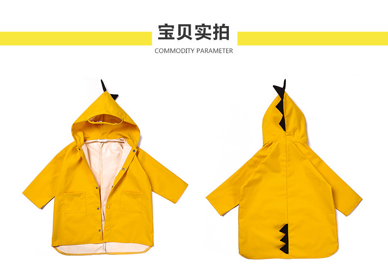 Little Dinosaur Children Raincoat Girls and Boys Kindergarten Baby 0-1-3 Grade Children Children 2-9 Years Old Poncho Thick