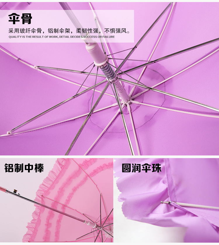  Wedding Rain Umbrella Long Handle Bright Red Bridal Umbrella Cute Lace Princess Lace Umbrella One Product Dropshipping