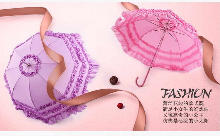  Wedding Rain Umbrella Long Handle Bright Red Bridal Umbrella Cute Lace Princess Lace Umbrella One Product Dropshipping