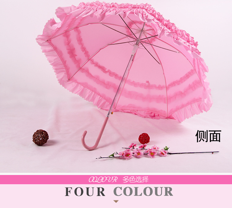  Wedding Rain Umbrella Long Handle Bright Red Bridal Umbrella Cute Lace Princess Lace Umbrella One Product Dropshipping