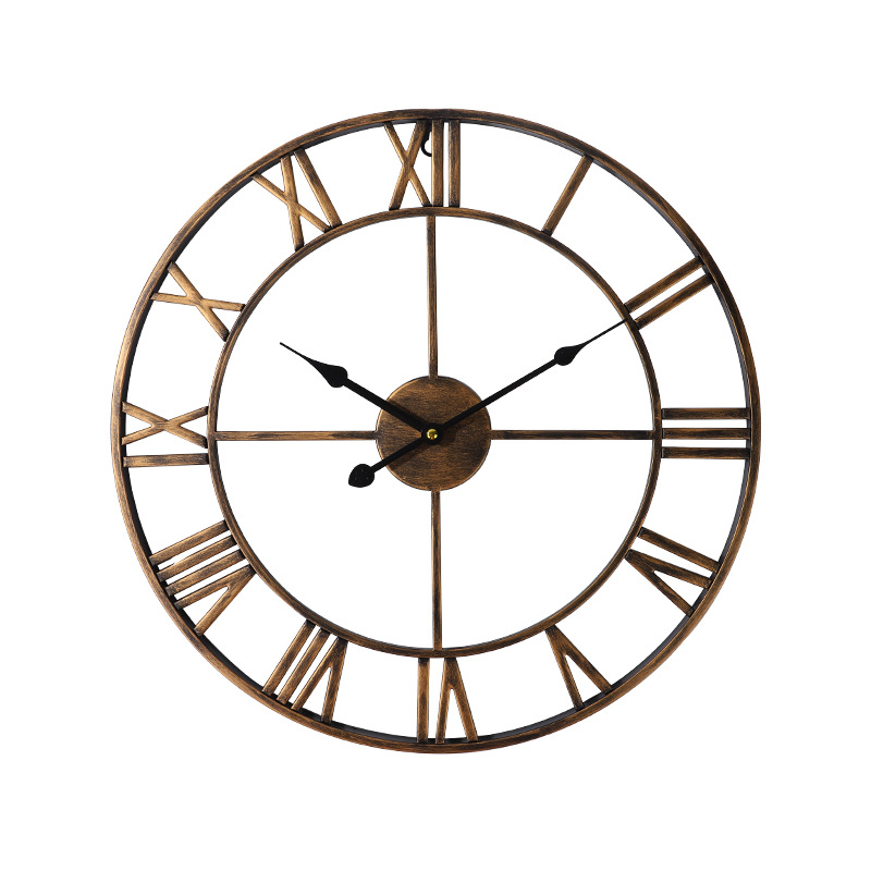 European Creative Wall Clock Amazon Home Products Vintage Ornament Wrought Iron Wall Clocks Noiseless Clock in Stock Wholesale