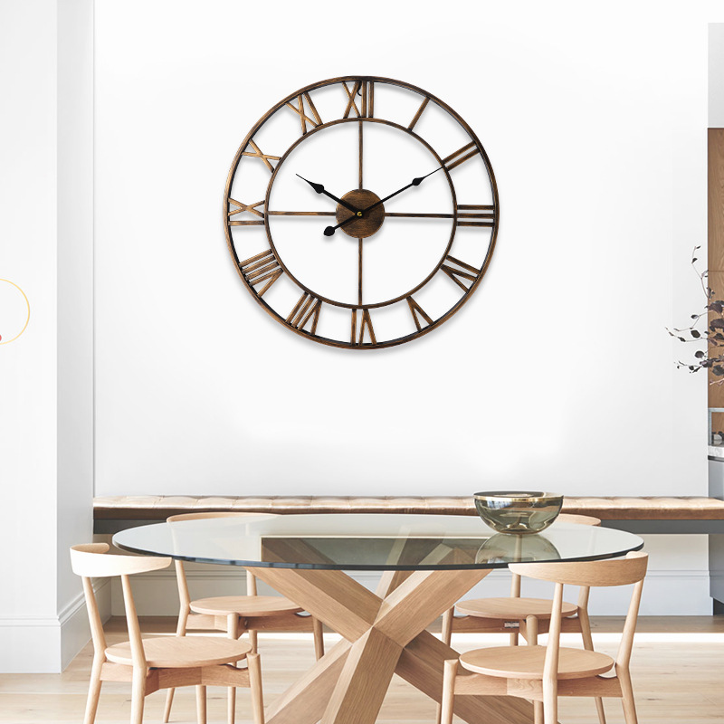European Creative Wall Clock Amazon Home Products Vintage Ornament Wrought Iron Wall Clocks Noiseless Clock in Stock Wholesale