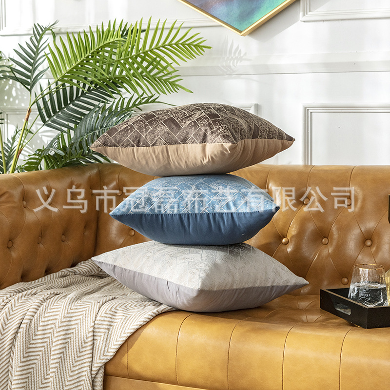 Jacquard Pillow Sofa Cushion Cover Household Supplies Polyester Cross-Border Pillow Cover Model Room Square Pillow Source Manufacturer