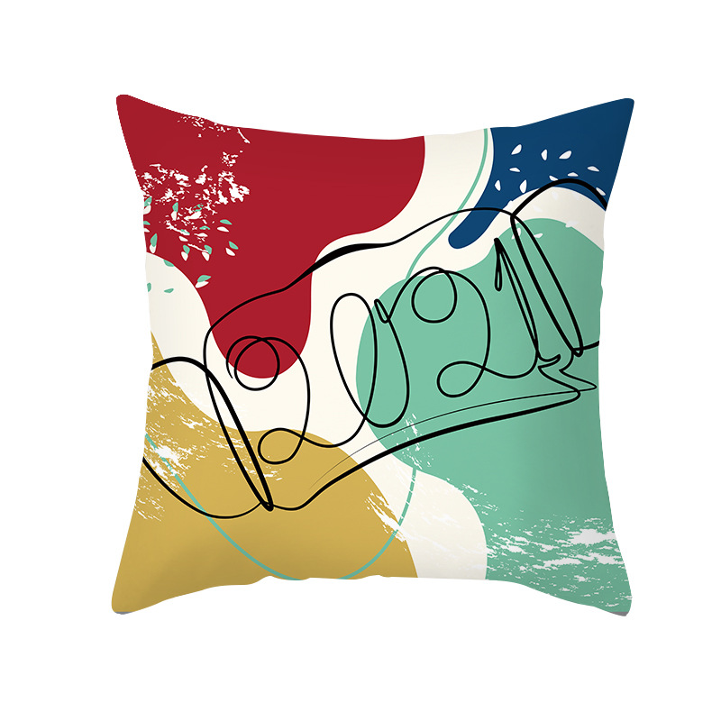 2021 Red New Style Abstract Christmas Series Cushion Cover Cross-Border Amazon Peach Skin Fabric Cartoon Printed Pillowcase