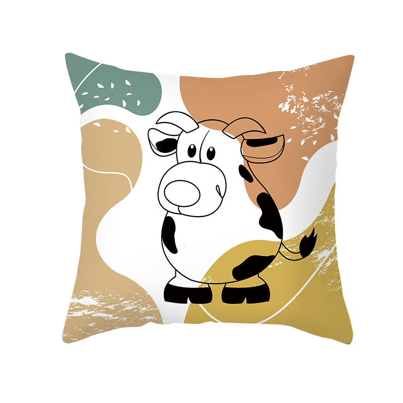 2021 Red New Style Abstract Christmas Series Cushion Cover Cross-Border Amazon Peach Skin Fabric Cartoon Printed Pillowcase