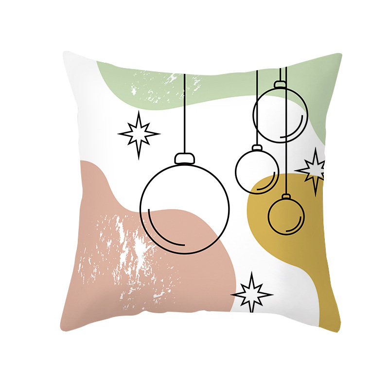 2021 Red New Style Abstract Christmas Series Cushion Cover Cross-Border Amazon Peach Skin Fabric Cartoon Printed Pillowcase