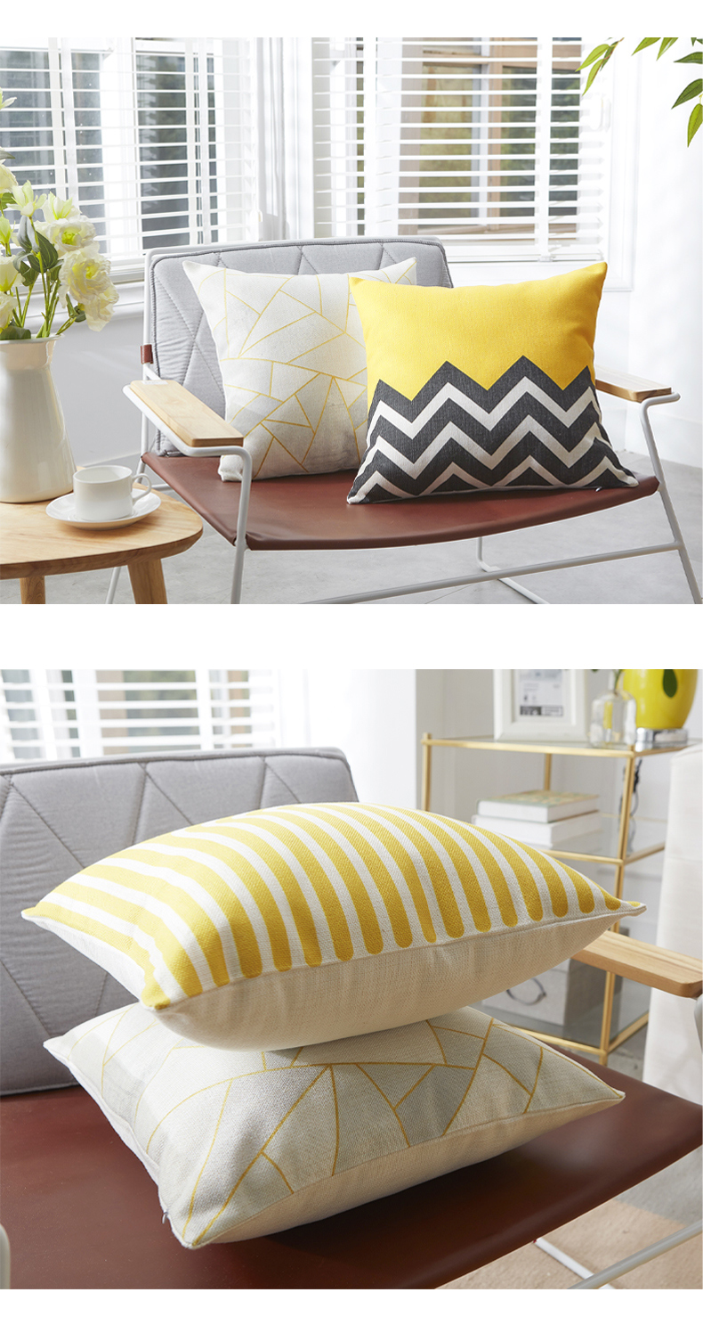 Cross-Border Nordic Sofa Cushion Modern Cotton and Linen Yellow Pillow Cover Office Lumbar Cushion Bedroom Bedside Cushion Cross-Border Nordic Sofa Cushion Modern Cotton and Linen Yellow Pillow Cover Office Lumbar Cushion Bedroom Bedside Cushion