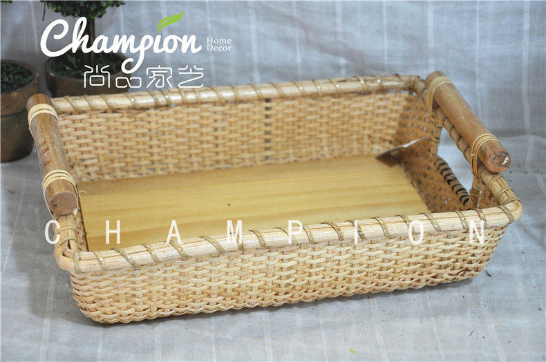 Shangpin jiayi pure hand knitting high - end customized rattan woven laundry basket kitchen cabinet storage handicraft lamp boat basket