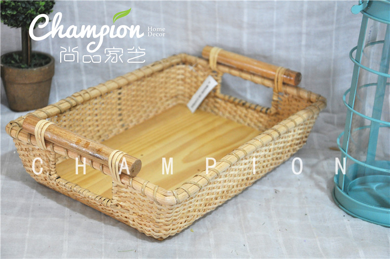 Shangpin jiayi pure hand knitting high - end customized rattan woven laundry basket kitchen cabinet storage handicraft lamp boat basket