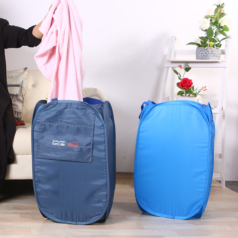 Home Folding Fine Mesh Color Net Laundry Basket Cartoon Folding Storage Bucket Dirty Clothes Blue Storage Containers Factory Wholesale