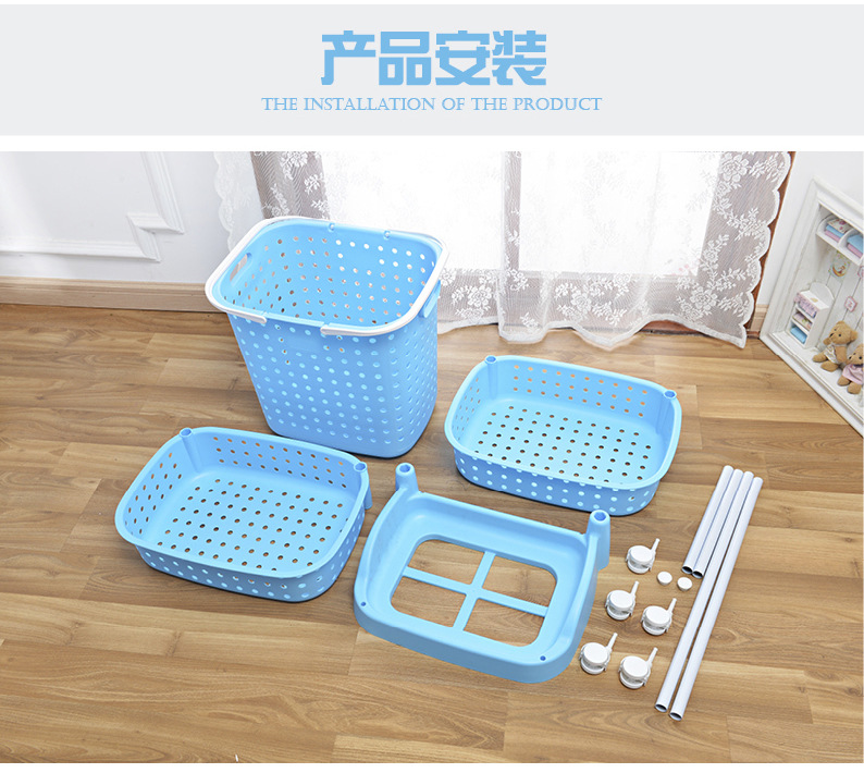 Laundry Basket Plastic Japanese-Style Combined Laundry Basket Combined Storage Basket Laundry Bucket with Pulley Three-Layer Laundry Basket Plastic Japanese-Style Combined Laundry Basket Combined Storage Basket Laundry Bucket with Pulley Three-Layer