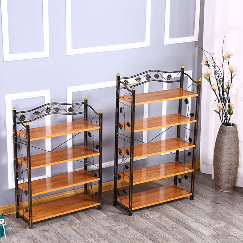 European-Style Retro Solid Wood Plate Iron Simple Shoe Rack Household Living Room 4-Layer Assembly Economical Slippers Shelf