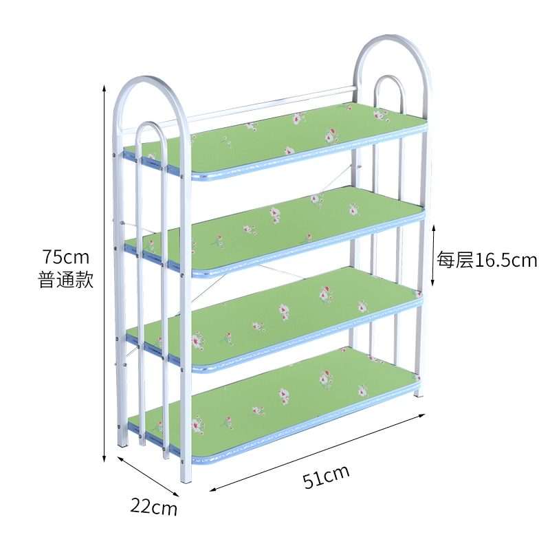 European-Style 4-Layer Shoe Rack Storage Multi-Functional Iron Pipe Solid Wood Assembly Small Shoe Cabinet Economical Household behind the Bedroom Door
