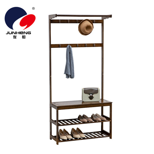 Household Shoe Changing Stool Clothes Rack Integrated Door Floor-Mounted Shoe Cabinet Floor Coat Rack Bamboo Xuan Storage Shoe Rack