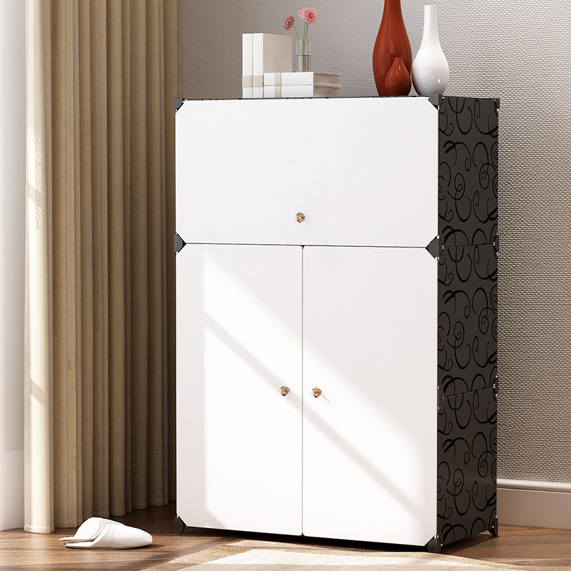 Living Room Simple Shoe Cabinet Storage Shoe Rack Simple Furniture Ultra-Thin Shoe Cabinet Factory Direct Dustproof Combination Plastic Cabinet