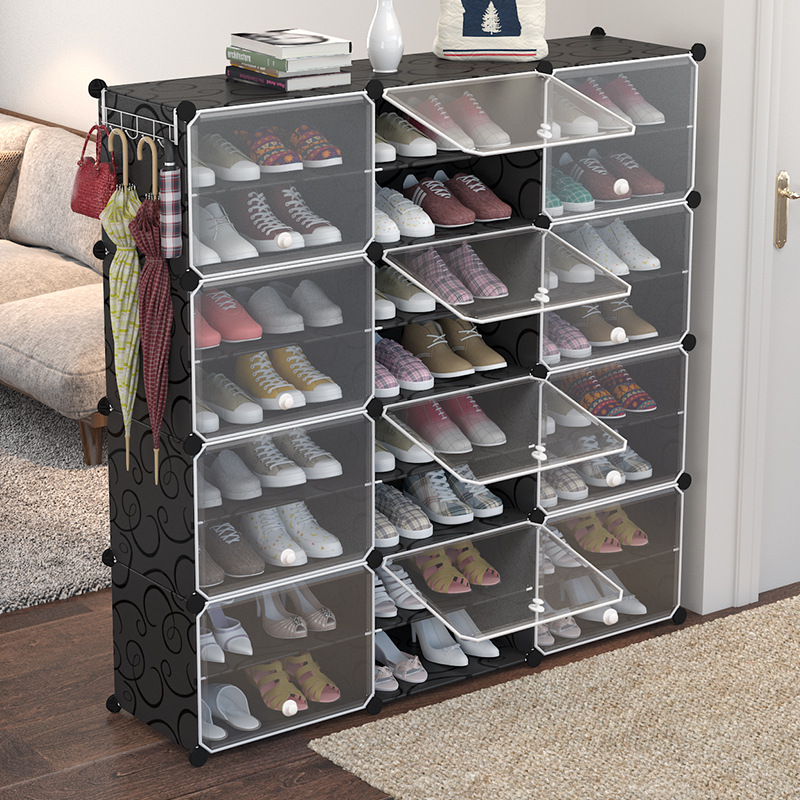 Simple Shoe Rack Assembled Shoe Cabinet Plastic Storage Rack Dustproof Door Household Multi-Functional Storage Rack Economical Storage