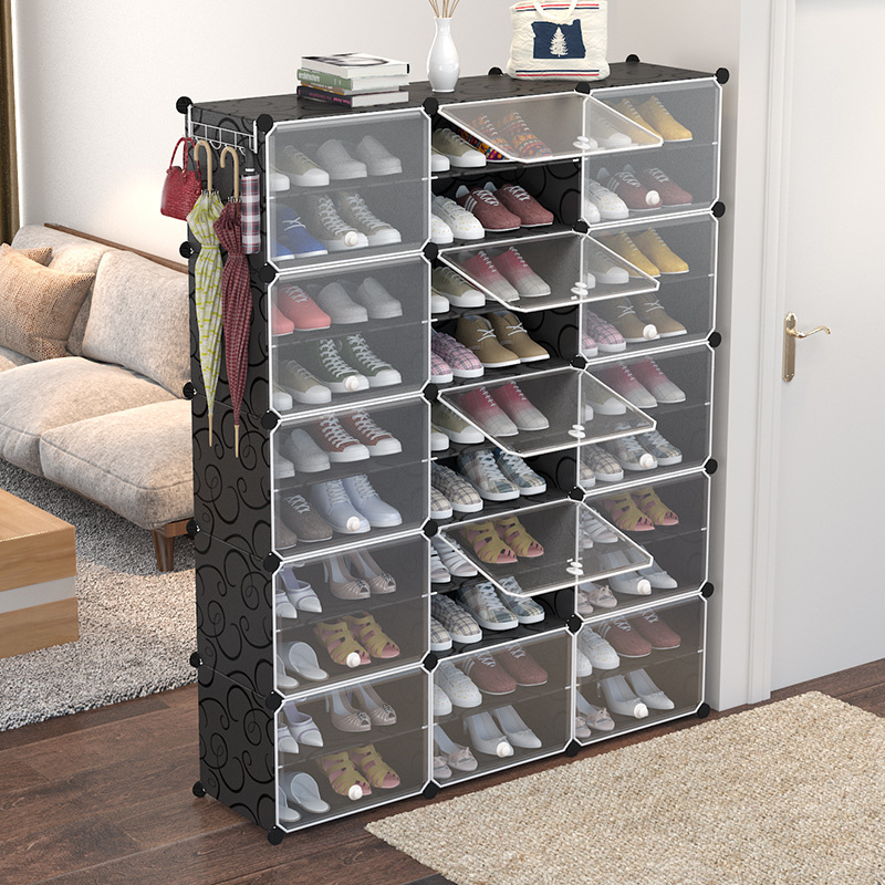 Simple Shoe Rack Assembled Shoe Cabinet Plastic Storage Rack Dustproof Door Household Multi-Functional Storage Rack Economical Storage