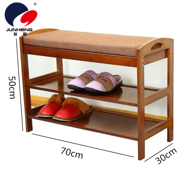 Shoe Changing Stool Cabinet Household European-Style Simple Bamboo Door Try-on Shoe Stool Storage Storage Stool Shoe Rack