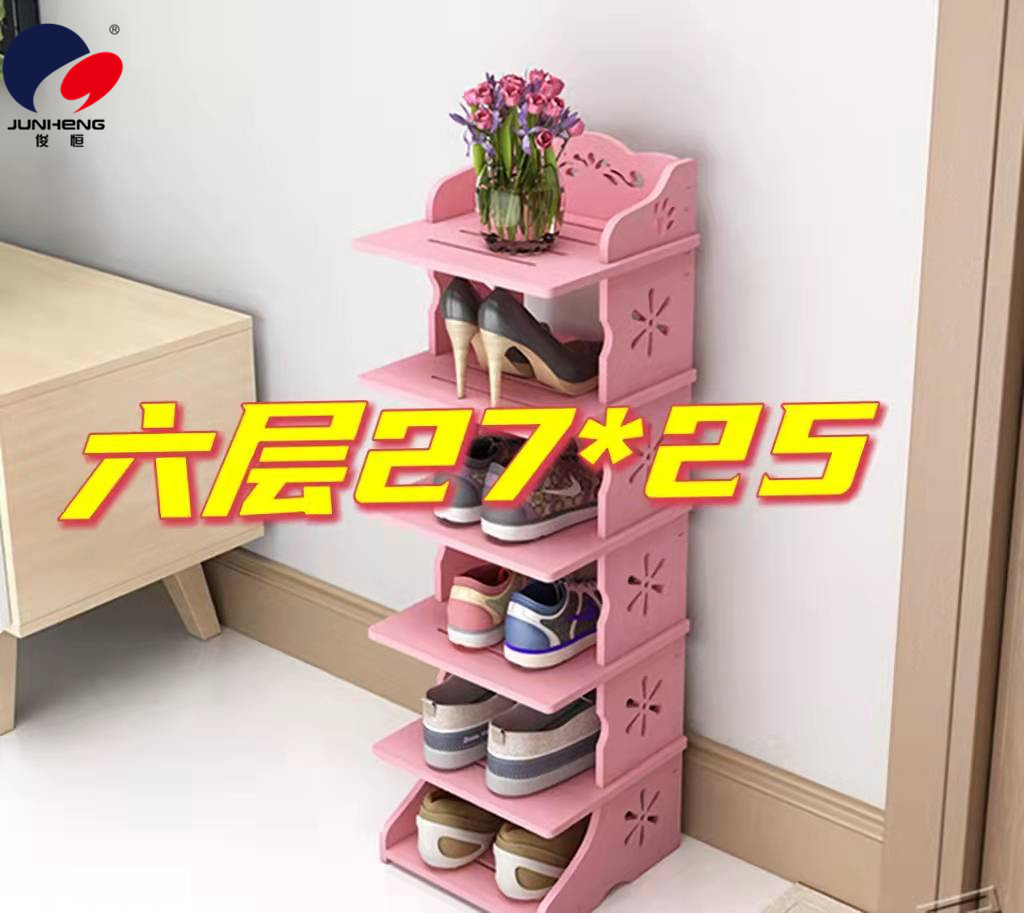 Factory Direct Sales Wood Plastic Shoe Rack Shoe Storage Rack Wood-Plastic Plate PVC Material Multi-Layer Storage Rack Shoe Rack