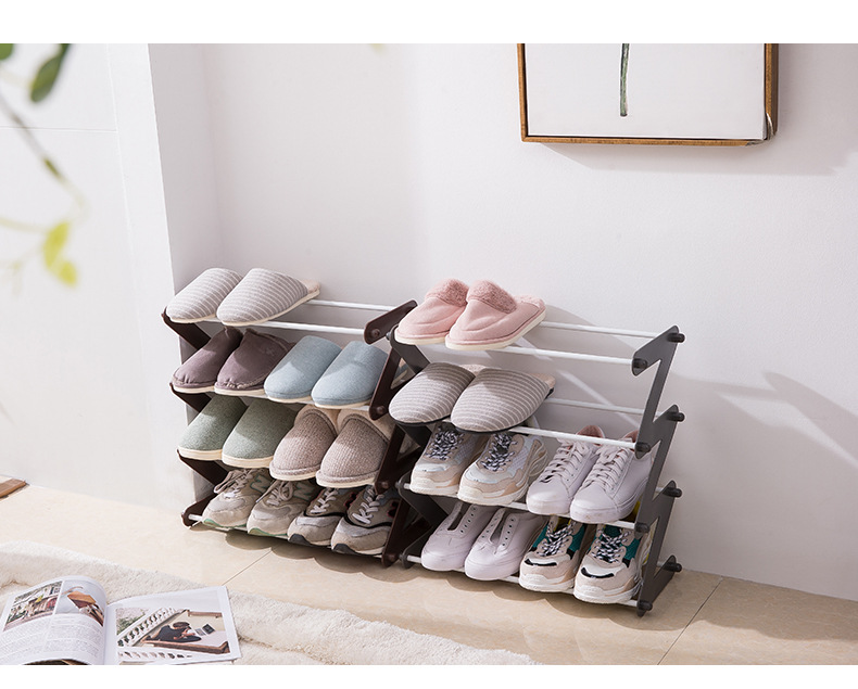 New plastic multi-layer shoe rack multifunctional assembly shoe rack household simple storage rack cloth art dustproof shoe rack