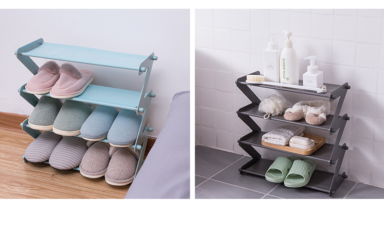 New plastic multi-layer shoe rack multifunctional assembly shoe rack household simple storage rack cloth art dustproof shoe rack