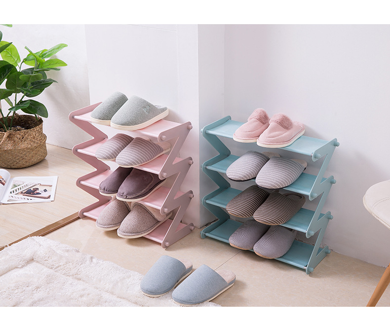 New plastic multi-layer shoe rack multifunctional assembly shoe rack household simple storage rack cloth art dustproof shoe rack