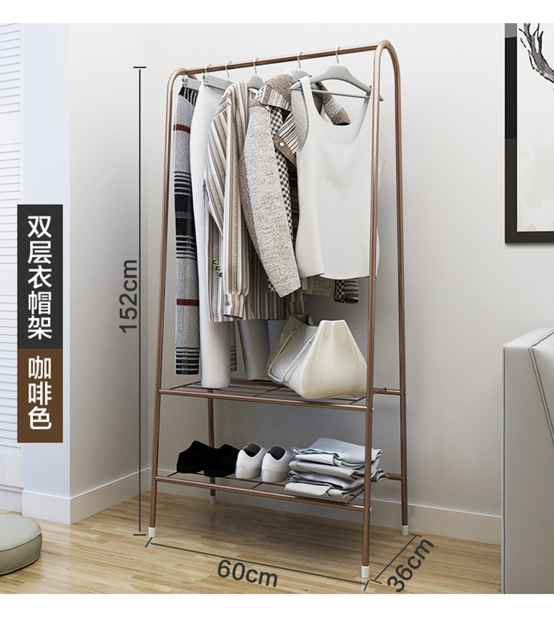 Iron clothes hanger floor coat and hat rack household clothes indoor and outdoor multi-functional clothes hanger Iron clothes hanger floor coat and hat rack household clothes indoor and outdoor multi-functional clothes hanger