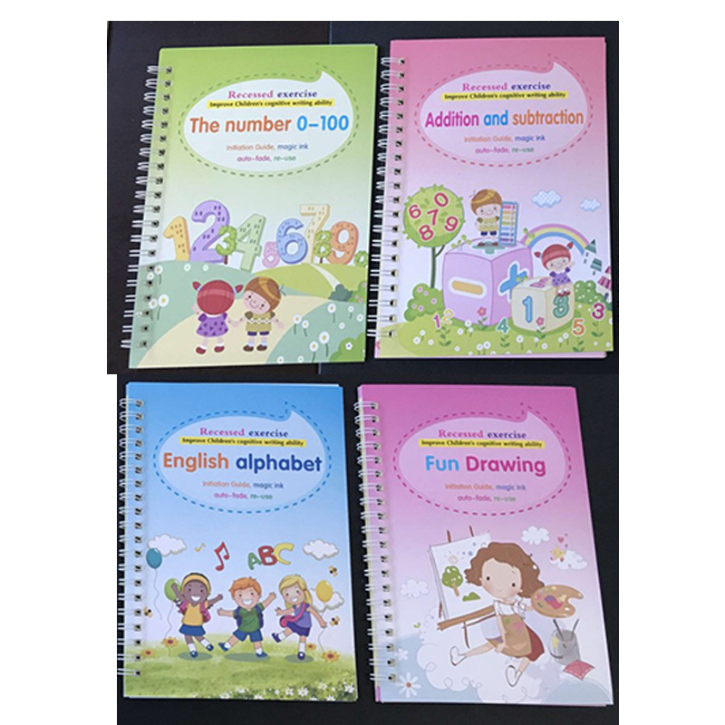 Cross-Border Factory Sales English Version Children's Groove Copybook Pre-School Hard-Tipped Pen Calligraphy Practice Stickers Student Magic Foreign Trade All English Cross-Border Factory Sales English Version Children's Groove Copybook Pre-School Hard-Tipped Pen Calligraphy Practice Stickers Student Magic Foreign Trade All English