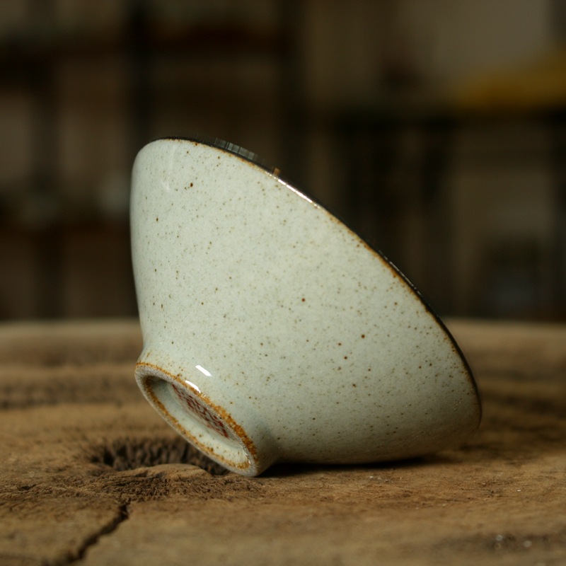 Coarse Pottery Cup Handmade and HandPainted Blue and White Porcelain Calligraphy Teacup Celadon Glaze BambooHat Type Cup