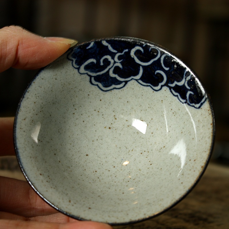 Fu Tea Set Coarse Pottery Tea Cup Handmade and HandPainted Calligraphy Tea Cup Xiangyun BambooHat Type Cup Master Cup