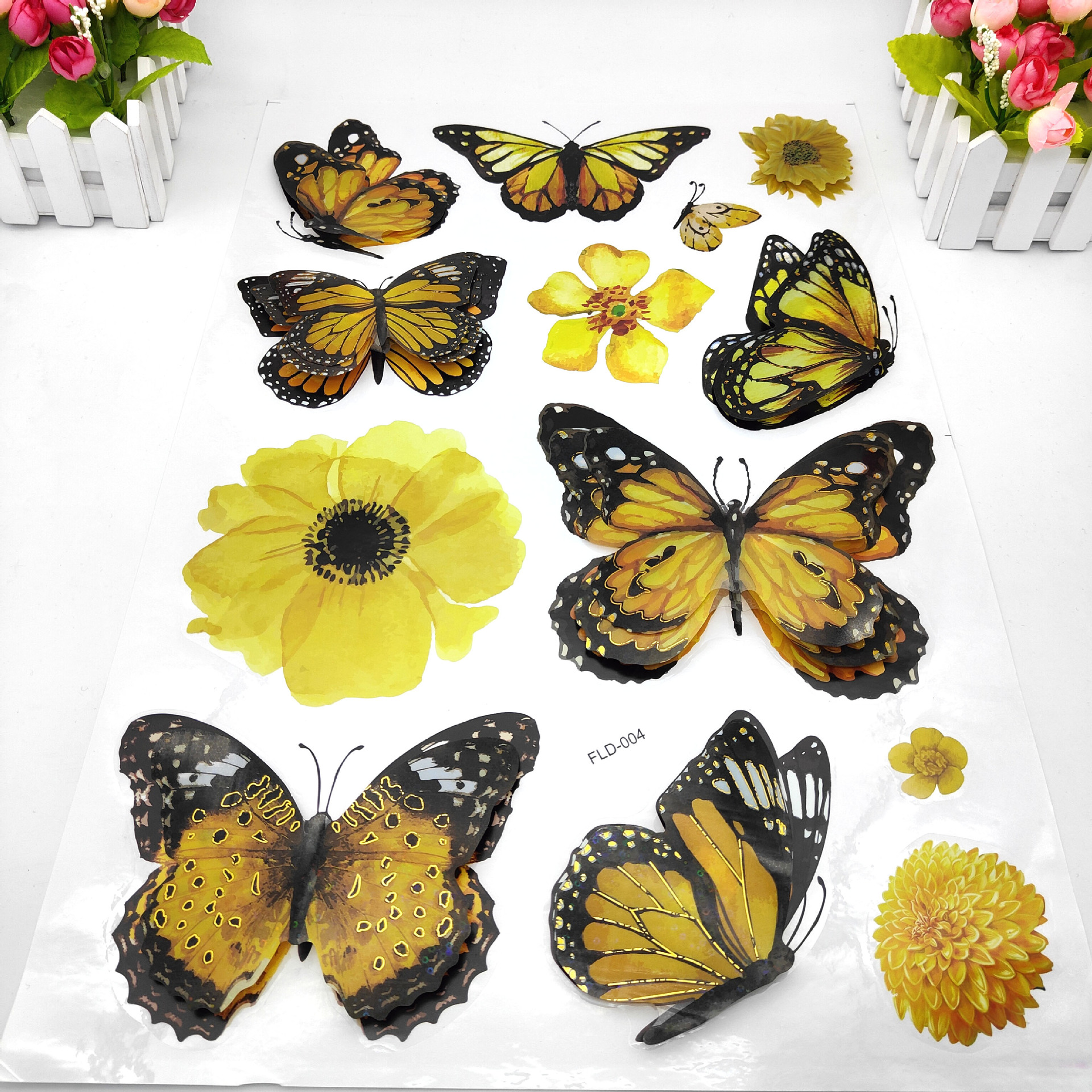 3D Bronzing PVC Multi-Level Three-Dimensional Butterfly Decorative Wall Stickers Anti-Real Butterfly Three-Dimensional Refrigerator Sticker Decoration Stickers