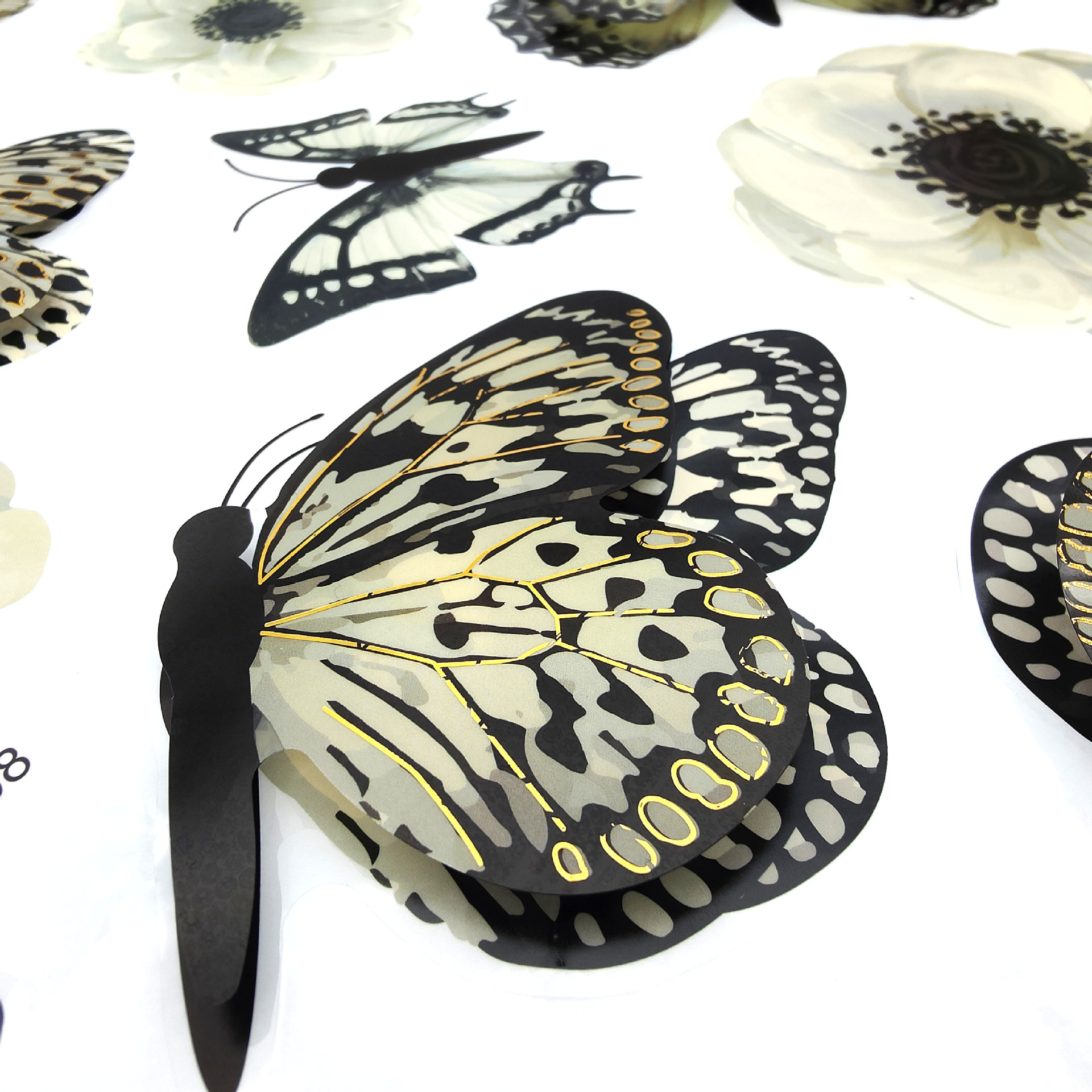 3D Bronzing PVC Multi-Level Three-Dimensional Butterfly Decorative Wall Stickers Anti-Real Butterfly Three-Dimensional Refrigerator Sticker Decoration Stickers