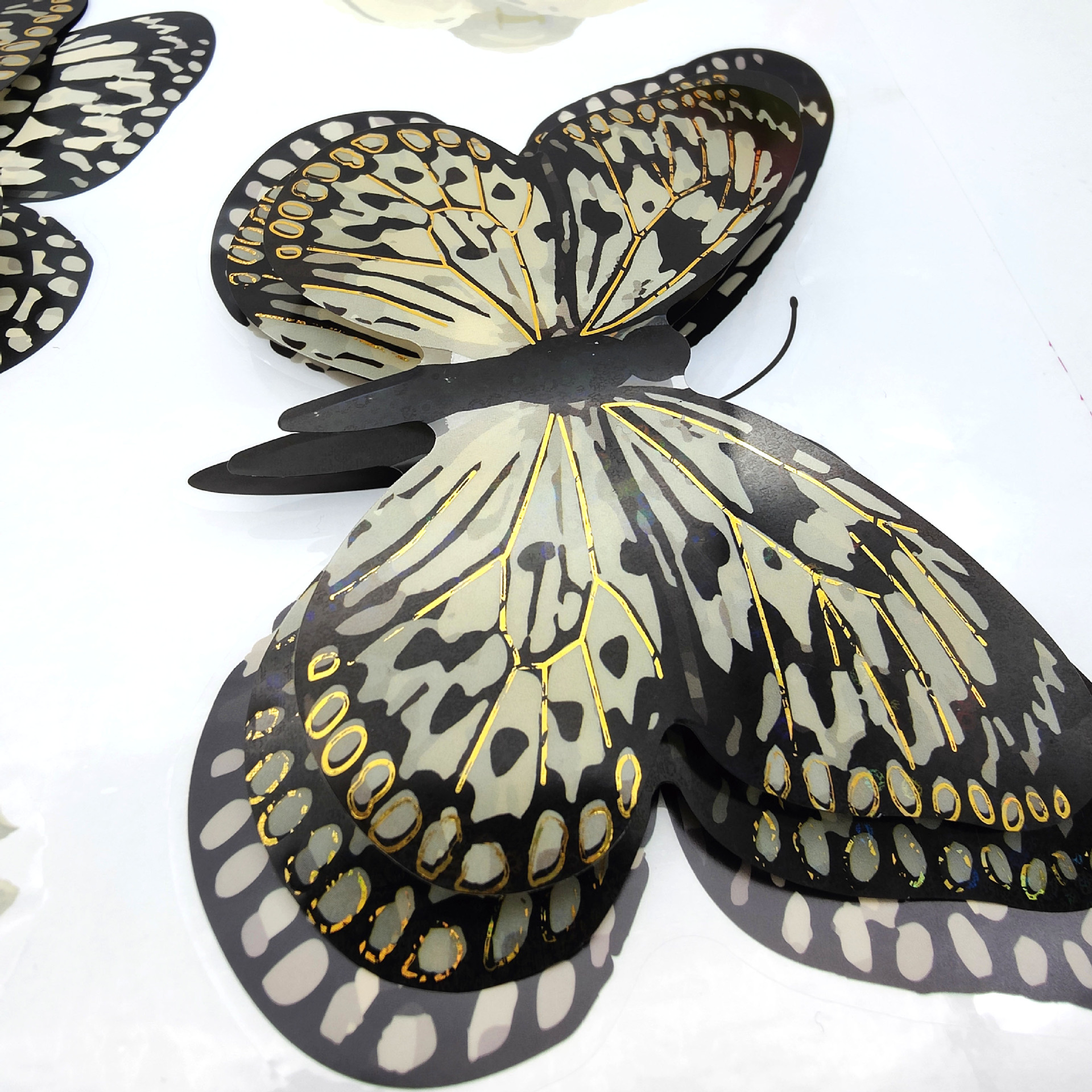 3D Bronzing PVC Multi-Level Three-Dimensional Butterfly Decorative Wall Stickers Anti-Real Butterfly Three-Dimensional Refrigerator Sticker Decoration Stickers