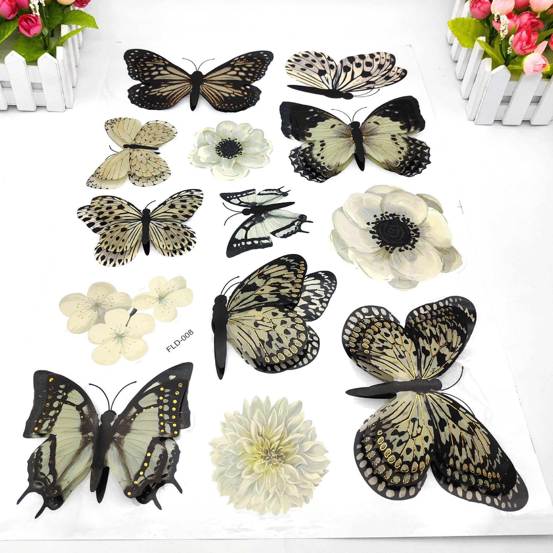 3D Bronzing PVC Multi-Level Three-Dimensional Butterfly Decorative Wall Stickers Anti-Real Butterfly Three-Dimensional Refrigerator Sticker Decoration Stickers
