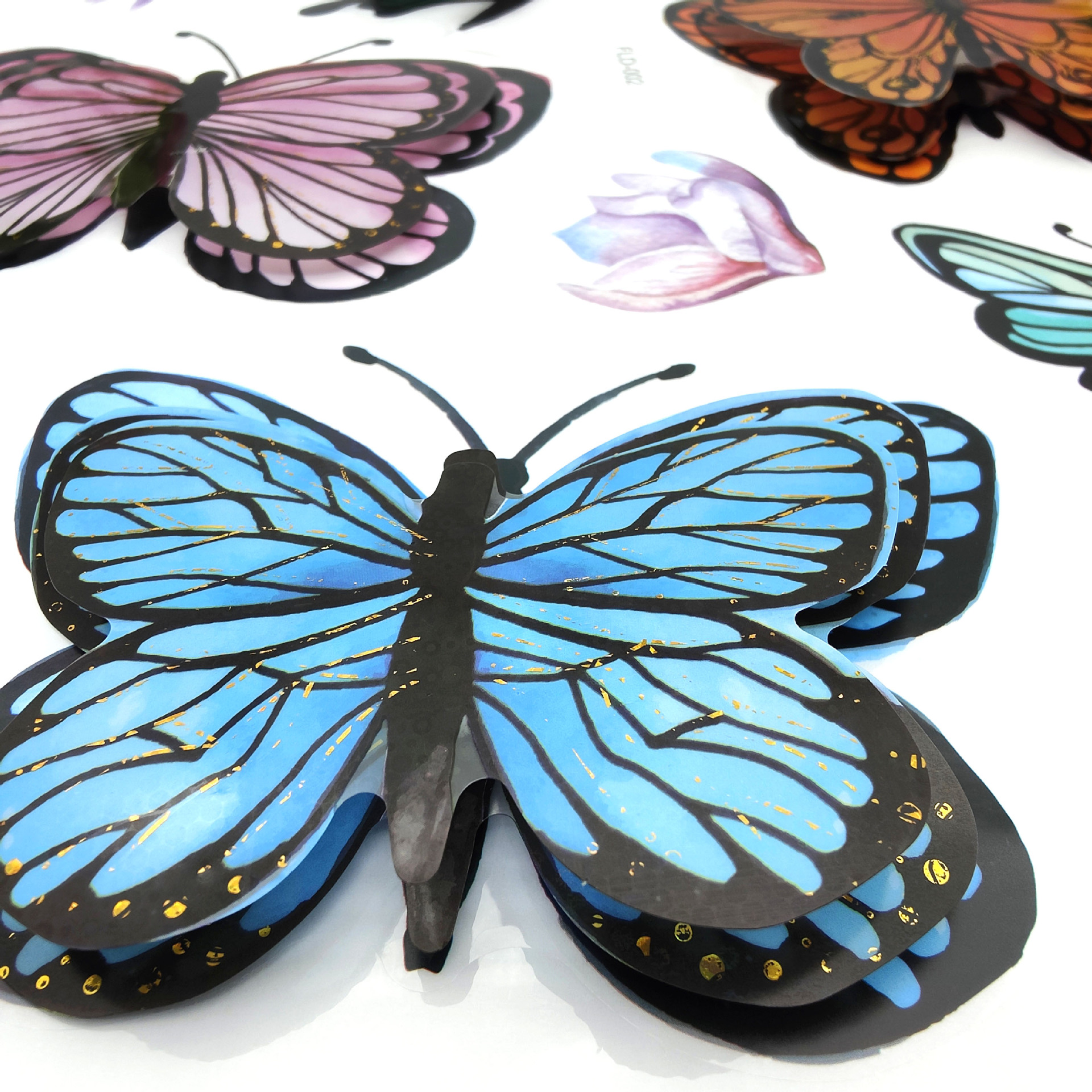3D Bronzing PVC Multi-Level Three-Dimensional Butterfly Decorative Wall Stickers Anti-Real Butterfly Three-Dimensional Refrigerator Sticker Decoration Stickers