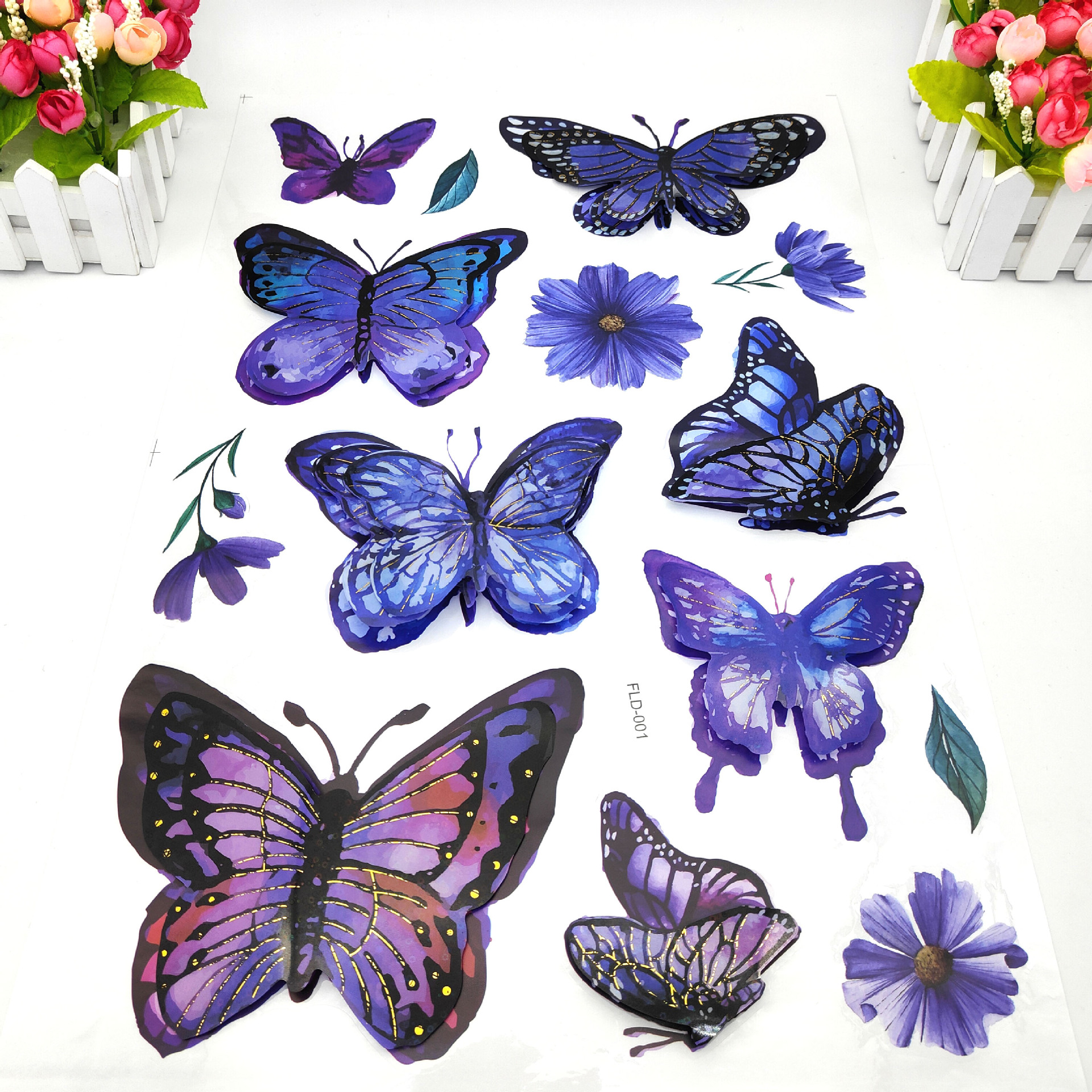 3D Bronzing PVC Multi-Level Three-Dimensional Butterfly Decorative Wall Stickers Anti-Real Butterfly Three-Dimensional Refrigerator Sticker Decoration Stickers