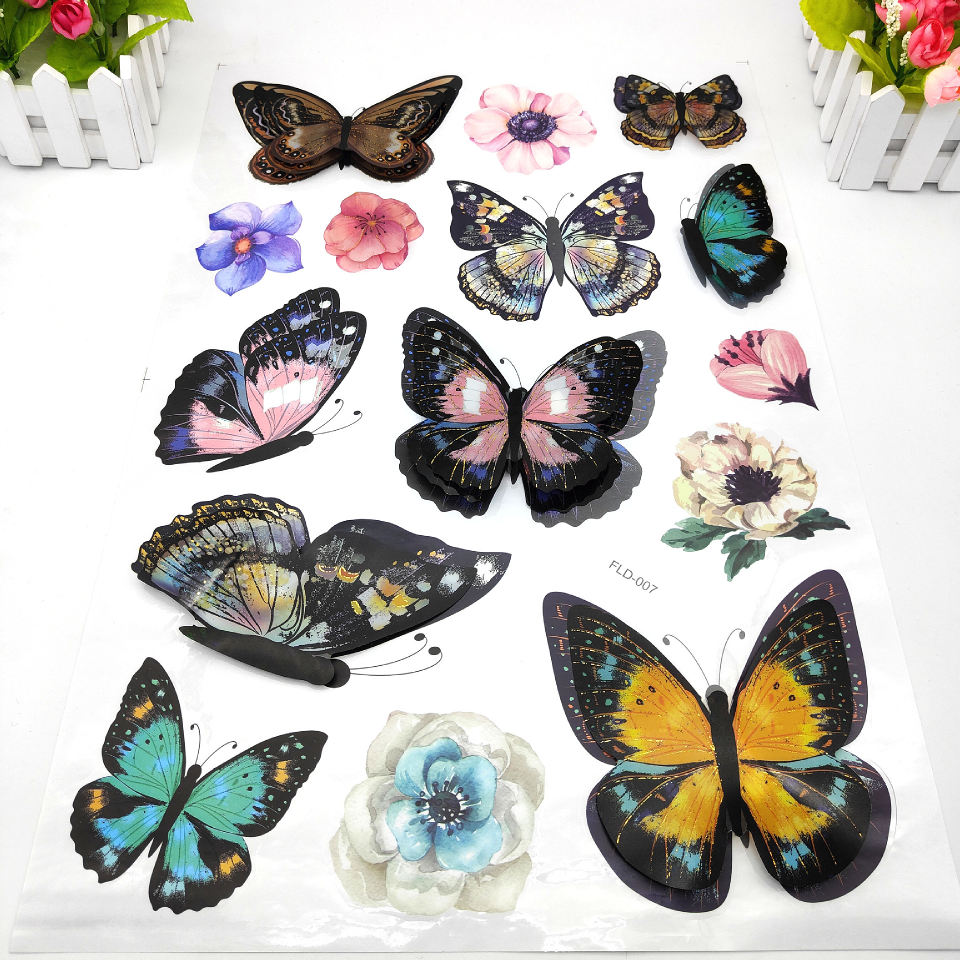 3D Bronzing PVC Multi-Level Three-Dimensional Butterfly Decorative Wall Stickers Anti-Real Butterfly Three-Dimensional Refrigerator Sticker Decoration Stickers