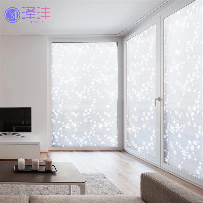 Glue-Free Scrub Paper-Cut for Window Decoration Static Glass Paste Anti-Privacy Christmas Snowflake Decorative Film Shading Window Sticker Insulation