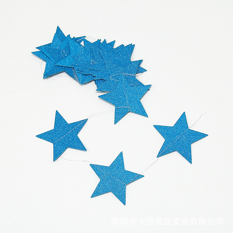 Multi-Color Mirror Sticker Pentagram Star Paper Stringing Flower Christmas Decoration Wedding Birthday Party Hanging Flag Showcase