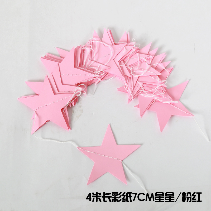 Multi-Color Mirror Sticker Pentagram Star Paper Stringing Flower Christmas Decoration Wedding Birthday Party Hanging Flag Showcase