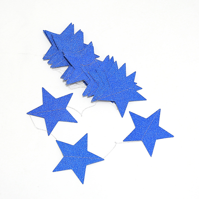 Multi-Color Mirror Sticker Pentagram Star Paper Stringing Flower Christmas Decoration Wedding Birthday Party Hanging Flag Showcase