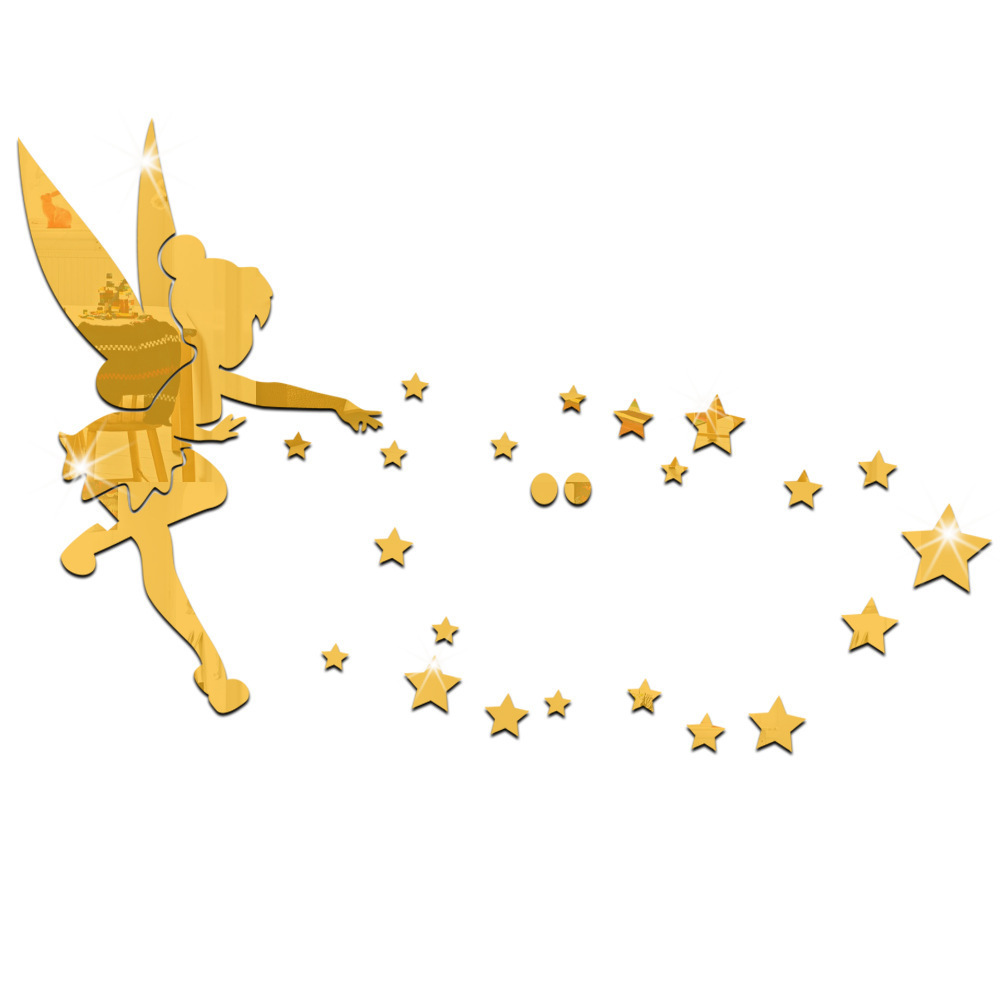 Fairy Blowing Stars Acrylic Mirror Sticker Three-dimensional Environmental Protection Wall Stickers Home Decoration