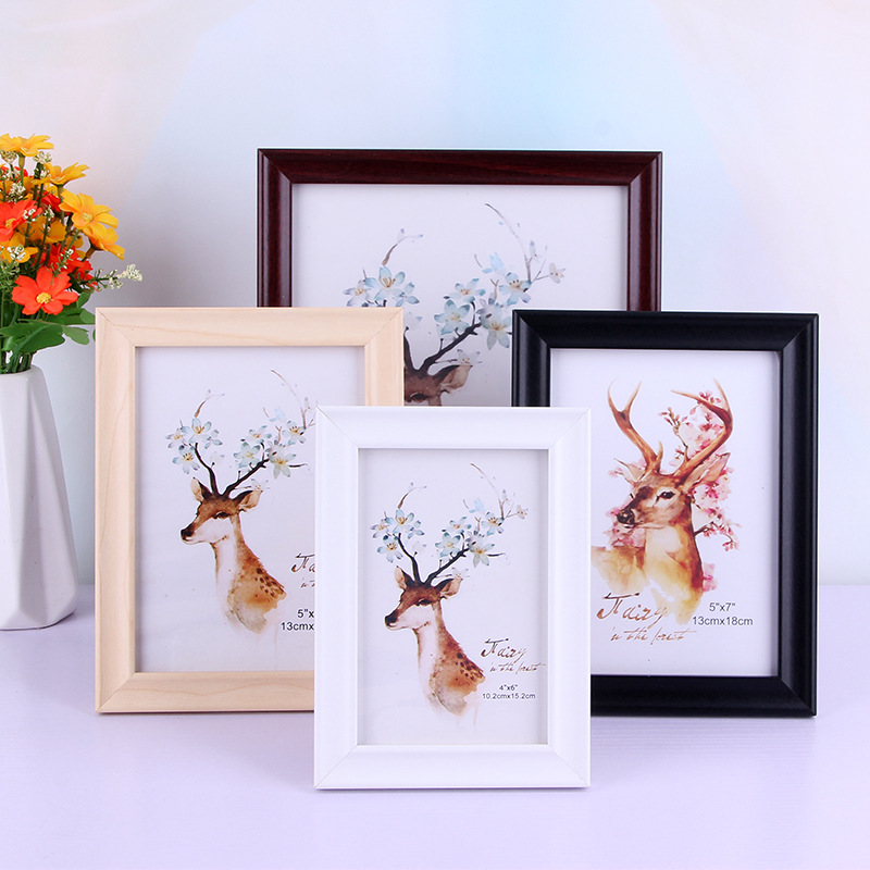 Simple Solid Wood Medium Density Fiberboard Picture Frame Table Decoration 678-Inch Photo Frame of Density Fiberboard Photo Frame A4a3 Business License Frame Wholesale