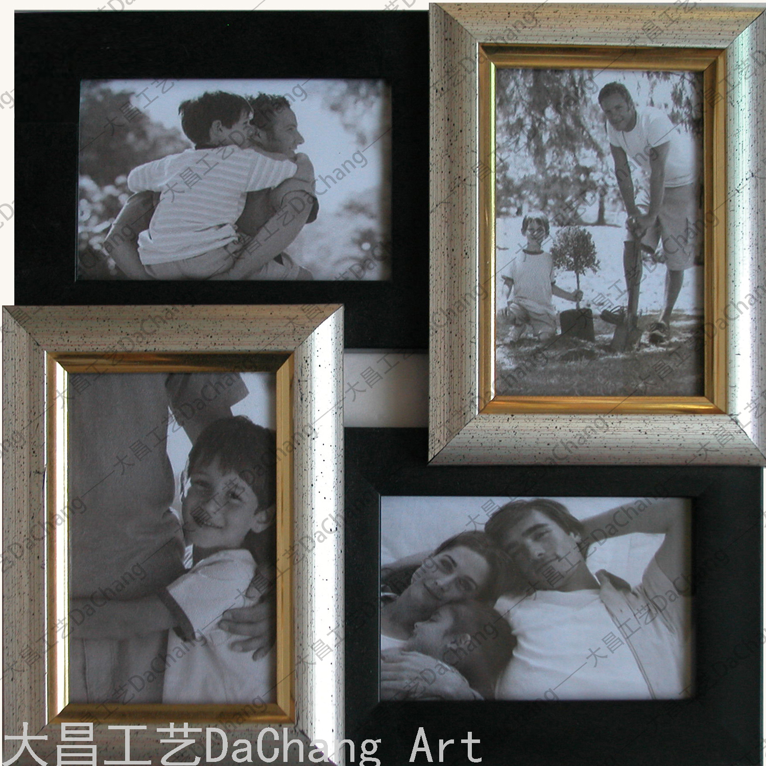 Five-Piece Combination Picture Frame Decorative Painting Wall-Mounted Clock Solid Wood Photo Wall Combination Custom Wedding Photo Frame Photo
