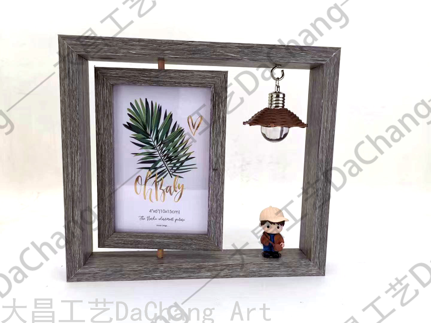 Solid Wood Photo Frame Anniversary Wedding Photo Couple Cute Commemorative Ins Table Album Rotating Double-Sided Glass Photo Frame
