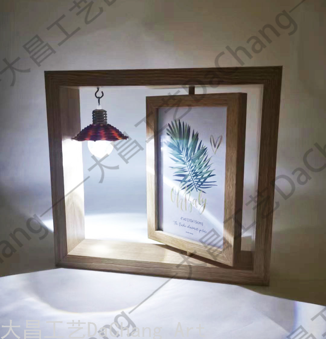 Solid Wood Photo Frame Anniversary Wedding Photo Couple Cute Commemorative Ins Table Album Rotating Double-Sided Glass Photo Frame
